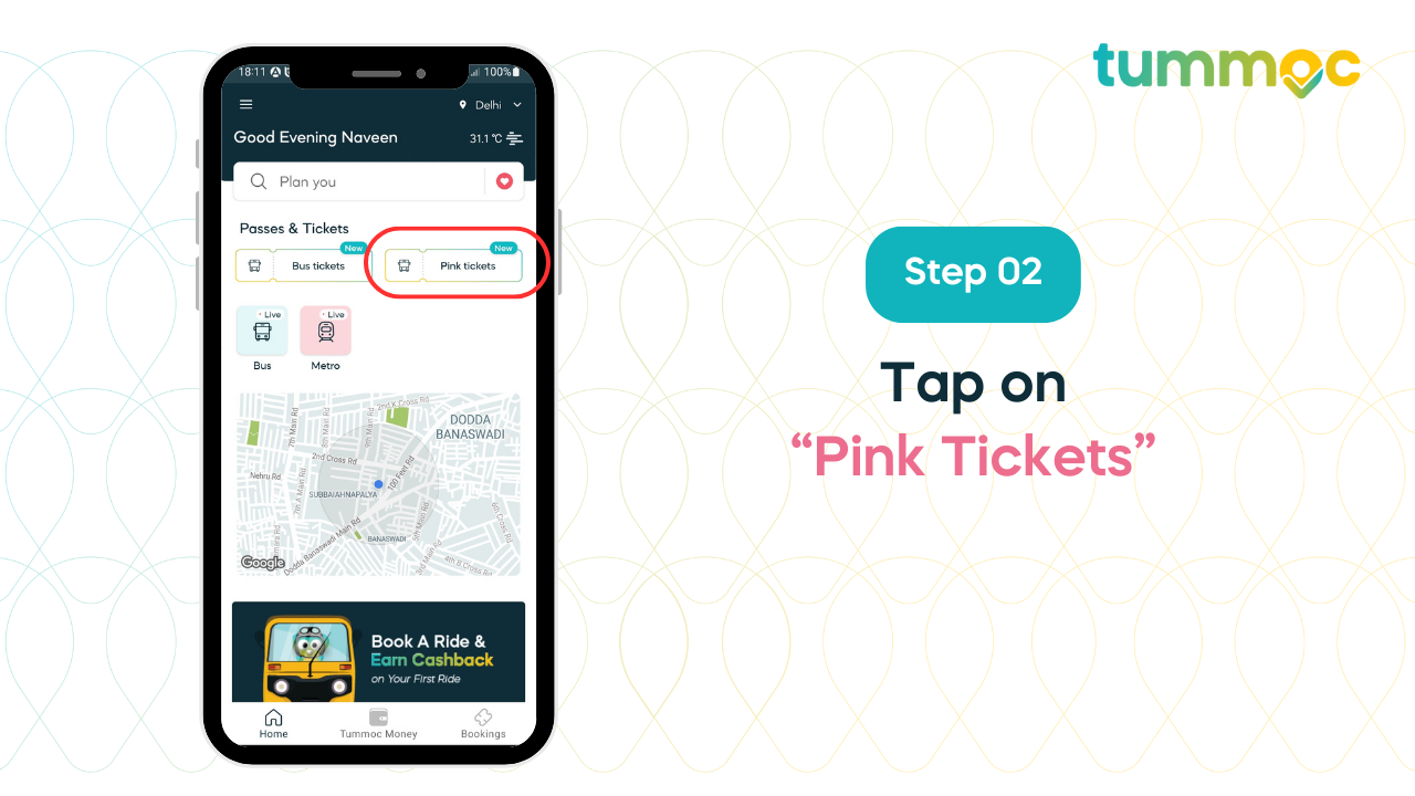 Steps to Book DTC Pink Ticket Online on Tummoc